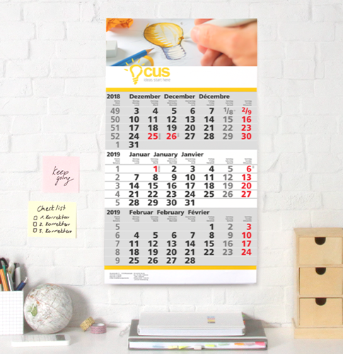 3-Monatskalender kostengünstig bedrucken