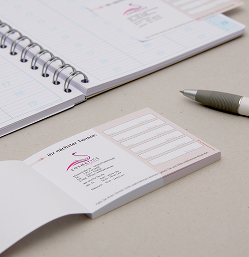 Terminzettel 2 Classic mit Text und Logo