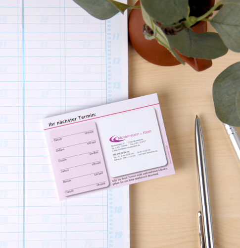 Terminzettel 4 Classic mit Text und Logo