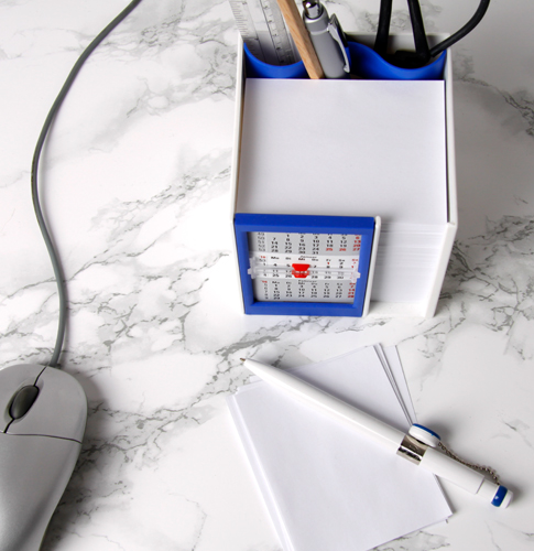 Zettelboxen mit Stifteköcher bedruckt