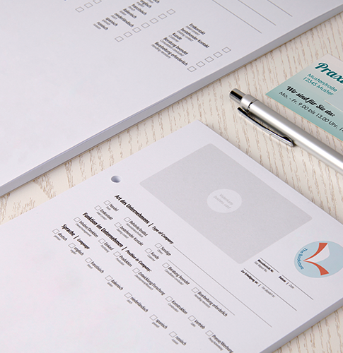 Messeberichtblock individuell blanko weiß