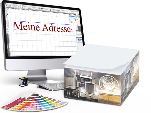 Gestaltung für Notizzettelklotz 4 Seiten