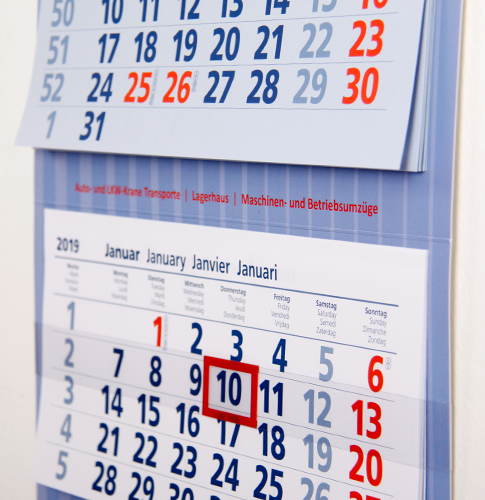 Werbekalender in einigen Sprachen