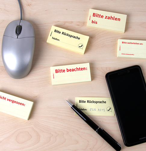 Business Haftnotizen mit zusätzlichem Textfeld