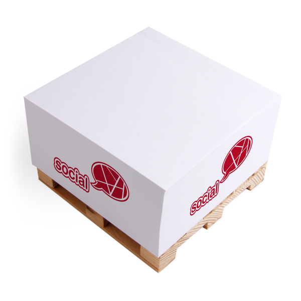 Notiz-Zettelklotz 10 x 10 x 5 cm im Siebdruck auf Mini-Holzpalette