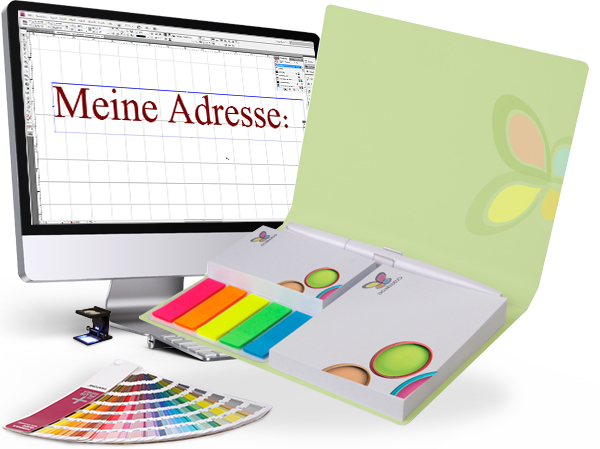 Gestaltung für Haftnotiz-Set im Umschlag mit 2 Haftnotizen