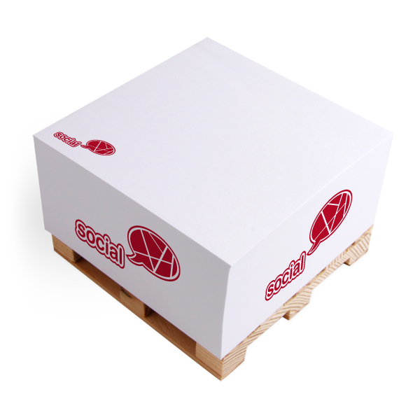 Notiz-Zettelklotz 10 x 10 x 5 cm im Siebdruck auf Mini-Holzpalette