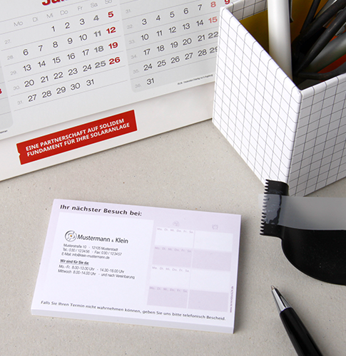 Terminzettel 5 Classic mit Text und Logo