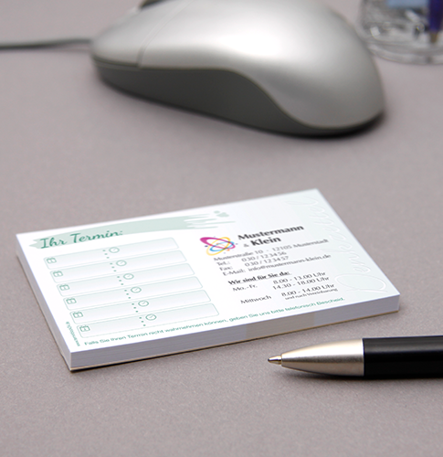Terminzettel 3 Classic mit Text und Logo