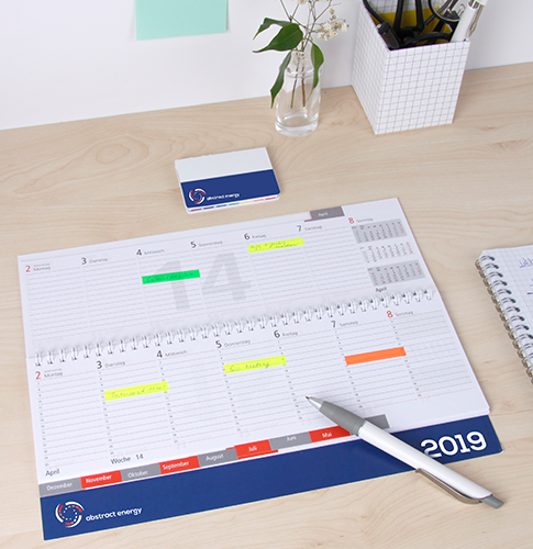 Tischquerkalender mit Spiralbindung