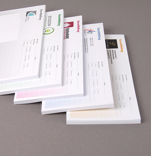 Kurzmitteilungsblock DIN Lang mit Text und Logo