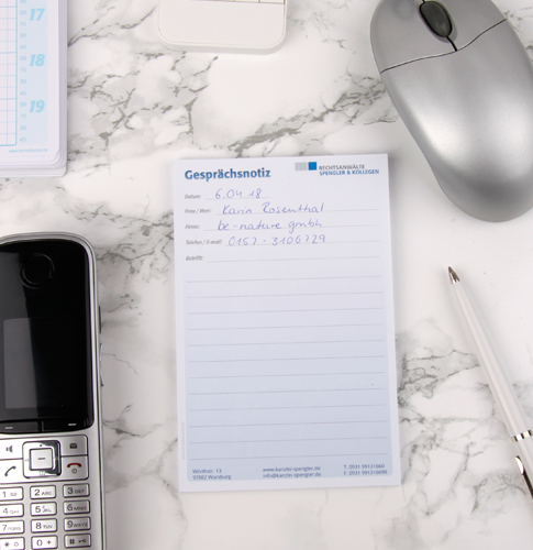 Gesprächsnotizblock individuell bedruckt